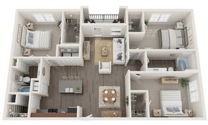 The Carlton | Three Bedrooms | Two Bathrooms | 1286 sqft | Patio or Balcony