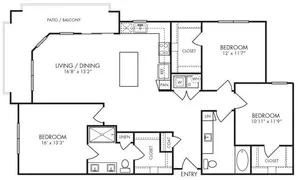 2 bedroom 2 bath floor plan