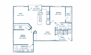 B2 | 2 bed 2 bath | 1490 sq ft