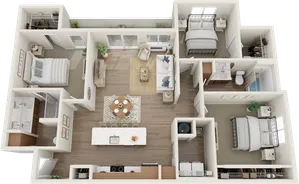 three bedroom apartment floor plan