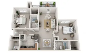 2 Bed 2 Bath 1118 sq ft
