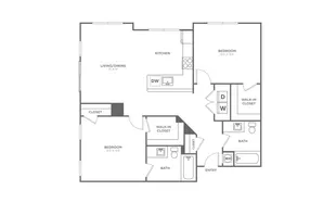 Two Bedroom Two Bath (1157 SF)