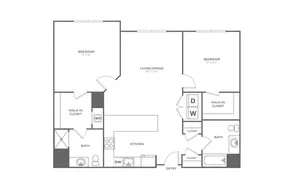 Two Bedroom Two Bath (1105 SF)