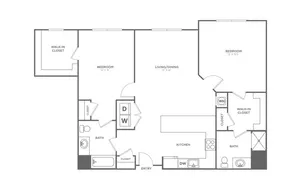 Two Bedroom Two Bath (1200 SF)