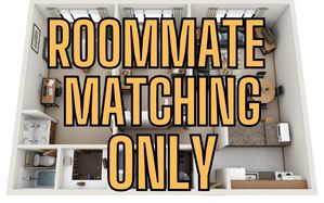 Modern apartment floor plan ideal for roommates, featuring two bedrooms, a shared kitchen, and cozy living area.