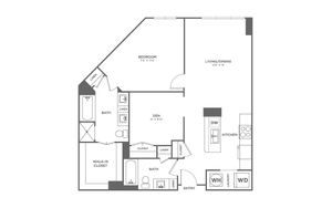 One Bedroom One Bath With Den (995 SF)