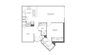 One Bedroom One Bath With Den (913 SF)