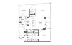 Two Bedroom Two and a Half Bath (1,252 SF)