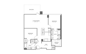 Two Bedroom Two Bath With Den (1,192 SF)