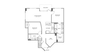 Two Bedroom Two Bath With Den (1,212 SF)