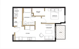Studio 1 bath 593 sq. ft.