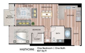 1 Bed |  1 Bath |  "apartment"