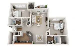 2 Bed 2 Bath 1107 sq ft