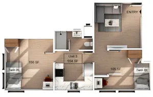 2 Bedroom | 1 Bathroom Apartment