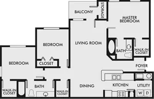 3 Bed 2 Bath Floorplan