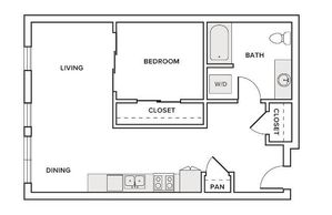 550 square foot one bedroom one bath apartment floorplan image