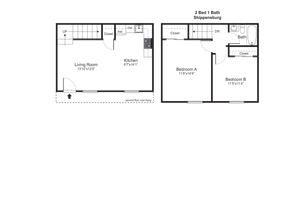 Floor plan of a 2 bedroom unit