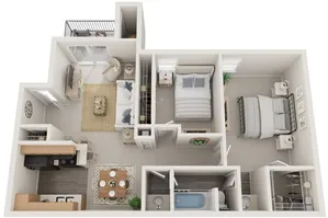 Two Bedrooms | One Bathroom | 800 sqft | Full-Size Washer/Dryer | Patio/Balcony | Walk-in Closet |Fireplace in Selected Units | Vaulted Ceilings in Selected Units