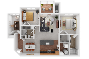 2 bedroom 2 bath w/den