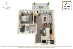 1 bedroom, 1 bath
