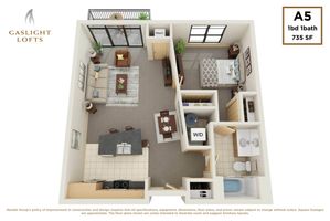 1 bedroom, 1 bath