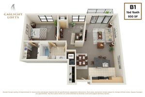 1 bedroom, 1 bath