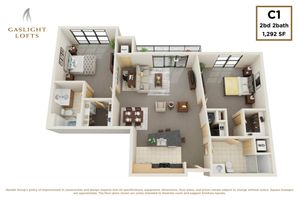 2 bedroom, 2 bath