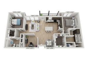 B2-2BR/2BA | 2x2 | 1294 sq ft