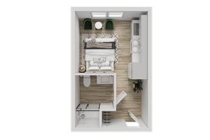 studio floor plan at koz on 13th