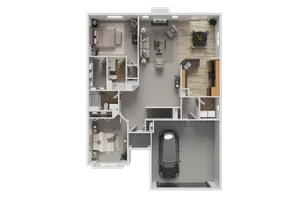 Ranch 3D Floor Plan