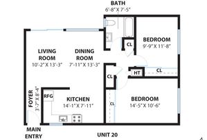 2x1 Floor plan 816 sq ft