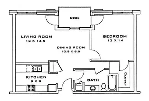 1 Bed / 1 Bath - 826 SF