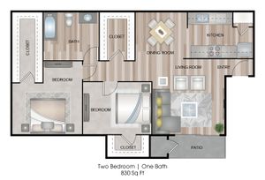 Two Bedroom | One Bathroom | 830sqft