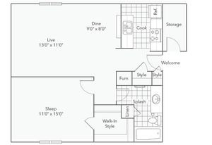 A2 | 1-Bedroom Floorplan