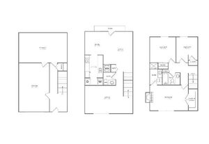 Laurel Oak | 3 bed 2 bath | 1660 sq ft | Floor Plan map for a three bedroom unit at our apartments for rent in  Nashville, TN, featuring labeled rooms with dimensions.