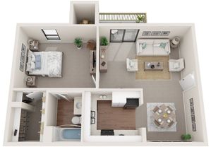 One Bedroom | 579 sqft | Patio/Balcony | Walk-in Closet