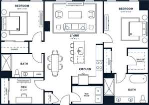 B21DPH | 2x2 Den PH | 1353 sq ft