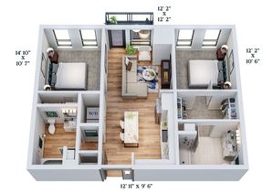 C3 | 2x2 | 955 sq ft
