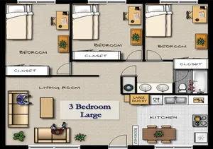 Large 3 BD/1BA