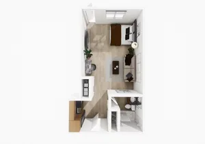 Studio apartment floor plan at Woodlands at Nashua in Nashua, NH
