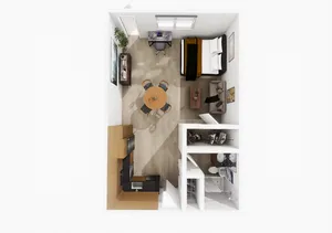 Deluxe studio apartment floor plan at Woodlands at Nashua in Nashua, NH
