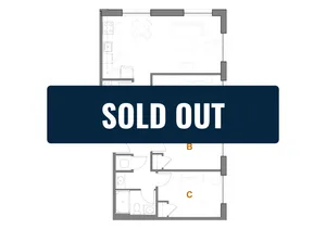 Chic floor plan with spacious open-concept living area, 2 stylish bedrooms, and modern amenities, now sold out.