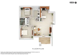 2 Bed/1 Bath floor plan