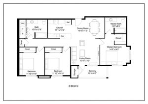 3 bed 2 bath - C