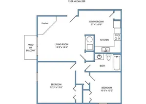 2-bed, 1-bath with patio