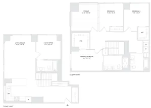 Elegant floor plan for Avira Residence 15 showcasing spacious 3-bedroom, 3-bath, with a den and terrace on floors 27-28.