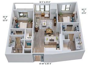 C4 | 2x2 | 1042 sq ft