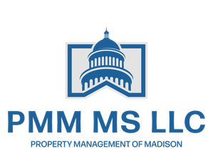 Professional logo for PMM MS LLC featuring a classic building design, emphasizing property management services.