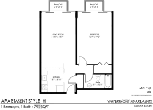 1-Bedroom- H floor plan