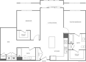 Two Bedroom Two Bath (1255 SF)